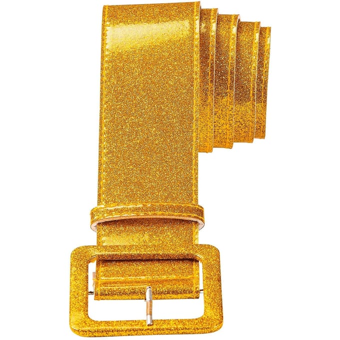 Ceinture Épaisse Dorée Pailletée Disco Années 80 120Cm