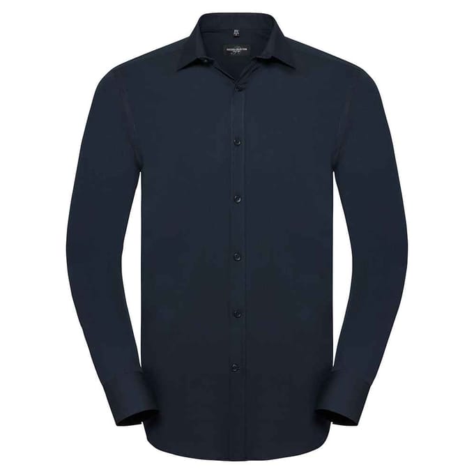 Russell Collection Heren Ultimate Stretch Slim Shirt met Lange Mouwen (Heldere marine)