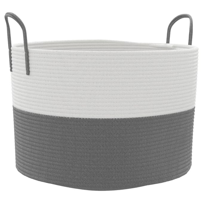 vidaXL - Opbergmand - Ø - 51x33 - cm - katoen - grijs - en - wit