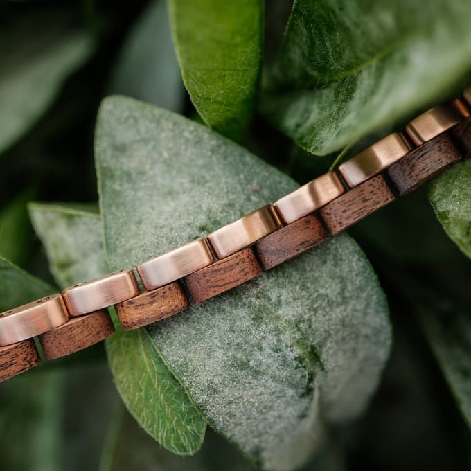 Holzkern Duet Armband (Walnoot-Roségoud)