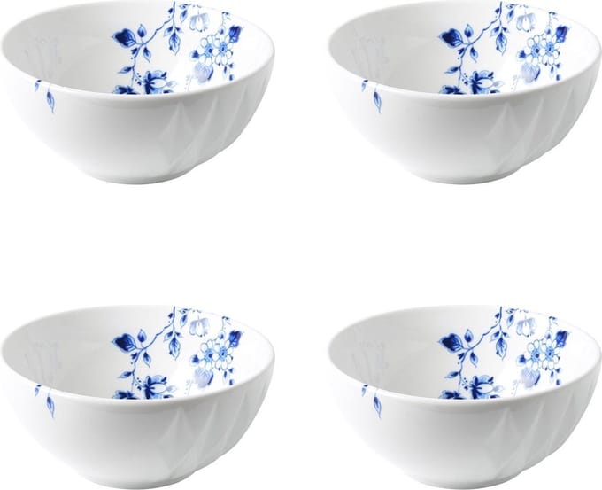Heinen Delfts Blauw - Yoghurtschaal Blauw Vouw - Porselein - 250 ml - 4 stuks