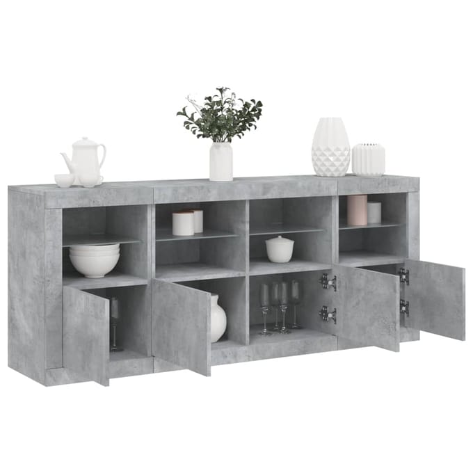vidaXL - Dressoir - met - LED-verlichting - 163x37x67 - cm - betongrijs