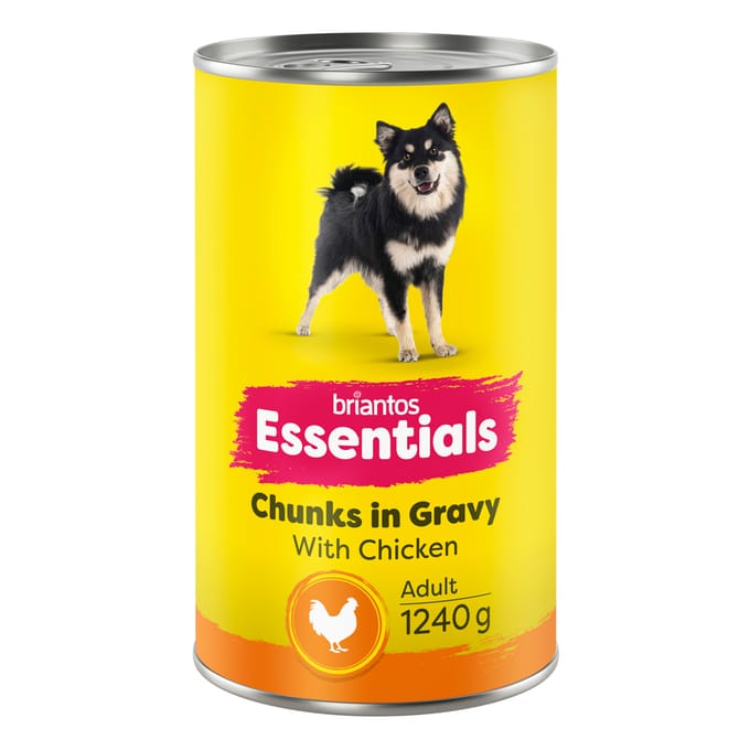 12x1240g  Briantos Essentials Chunks in Gravy Huhn Hundefutter nass