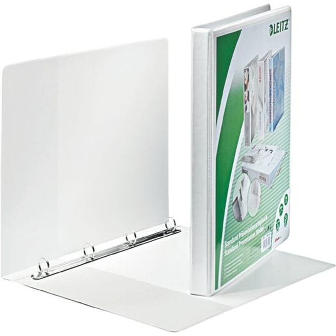 LEITZ presentatie-ringband, A4 extra breed, wit, rug 30 mm, 4-rings mechaniek