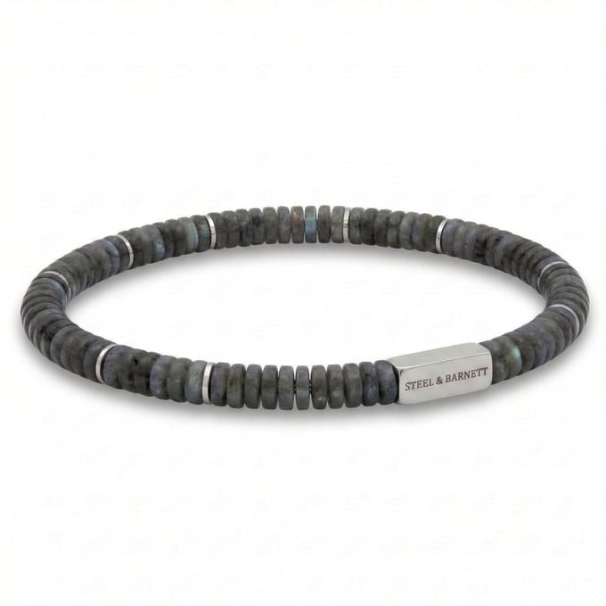 STEEL & BARNETT - Kralenarmband Heren - Two Tone - Labradoriet - Maat M