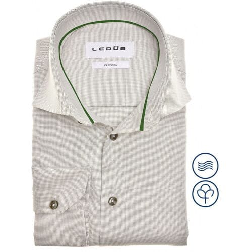 Ledûb Overhemd Easy-Care Fine-Structure Cotton Lichtgroen-Groen / male