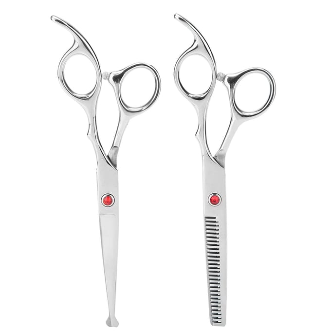 Ciseaux de Coupe et d'Effilage Professionnels Ensemble Barbier Familial Coiffure Ciseaux Vis Rouge