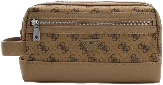 GUESS accessoiretas Berlin Small Necessaire Beige / Brown Lichtbruin