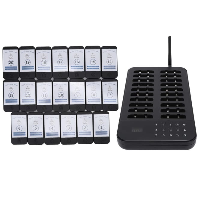 Système d'appel sans fil 3 modes d'appel Contrôle tactile Maximum 998 bipeurs Bip restaurant avec 20 EU Plug