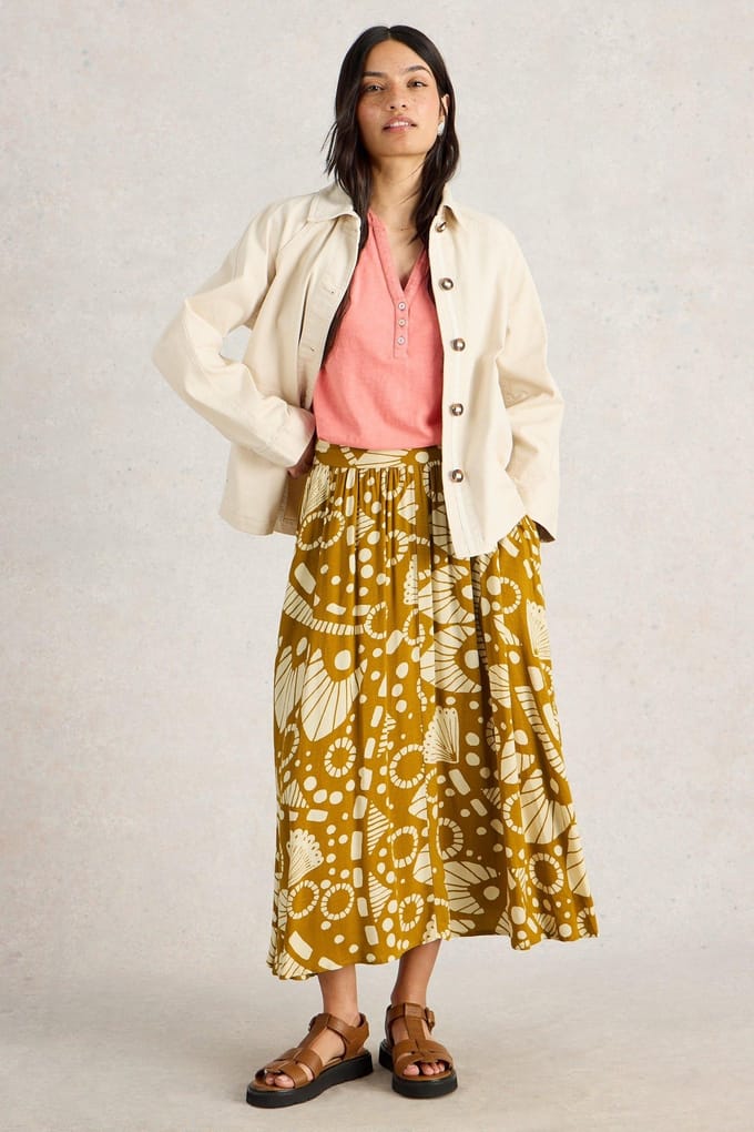 White Stuff Abigail Midi Skirt Chartreuse Print Taglia: 22 REGULAR | Minigonne Outlet | Donna | Verde