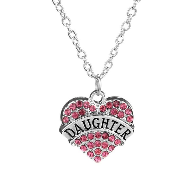 Fako Bijoux® - Ketting - Hart - Kristal - Daughter - Roze