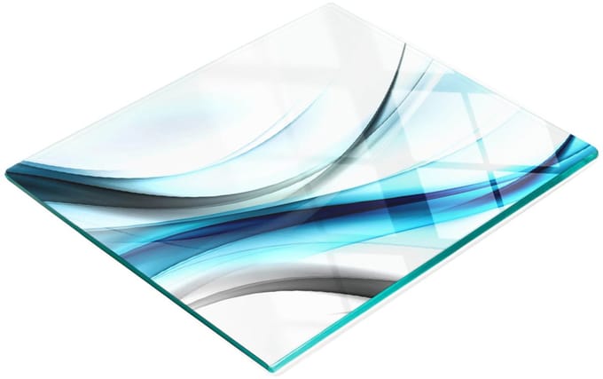 Decoratieve glazen snij- en serveerplank, abstracte golven, 60x52 cm