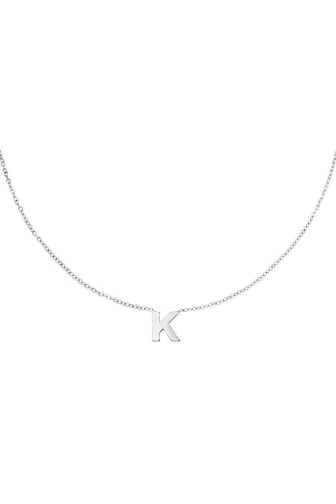 Edelstalen ketting initiaal K Zilver Stainless Steel