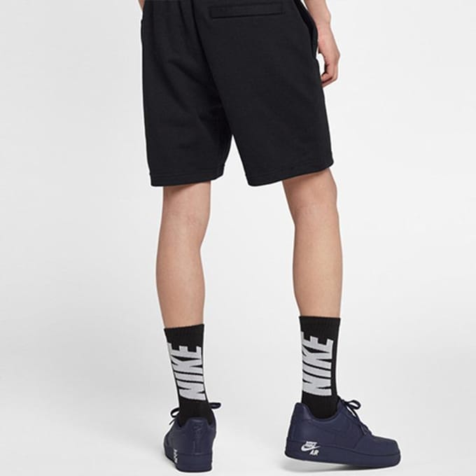 Nike Big Swoosh Logo Effen Kleur Trekkoord Sportshorts Heren Shorts Zwart AR3162-010 M white