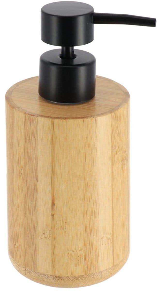 Tendance Zeeppompje/dispenser - bruin/zwart - bamboe - 8 x 16 cm - 200ml