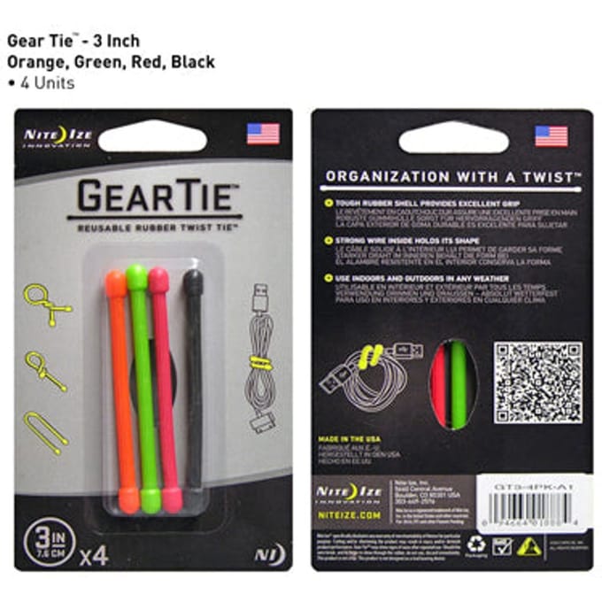 Nite Ize Gear Tie Allesbinder 4-pack Assorti 7,5CM