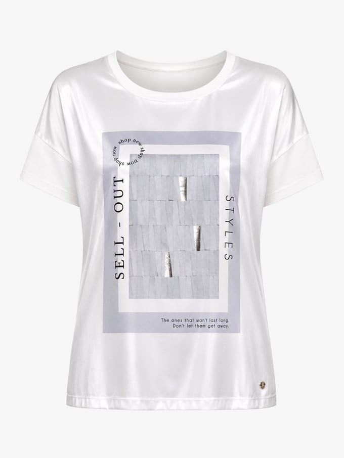 van Verla - Sellout Tshirt - Dames - Korte mouw - Ronde hals - wit / grijs - Maat S