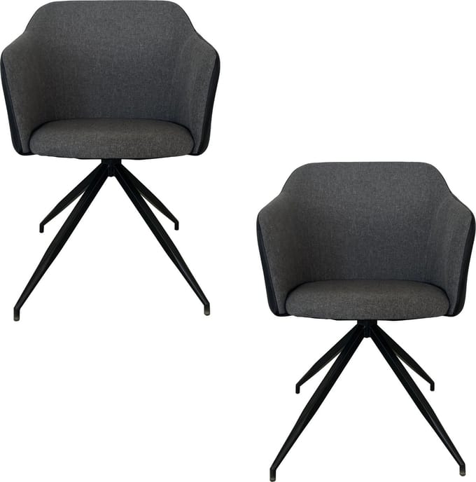 Lina® Lex Eetkamerstoelen - Set van 2 - Stof – Grijs - Metalen poten