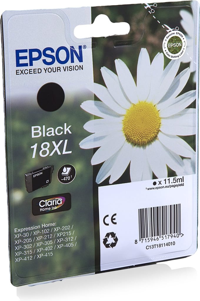 Epson 18XL (T1811) - Inktcartridge / Zwart / Hoge Capaciteit