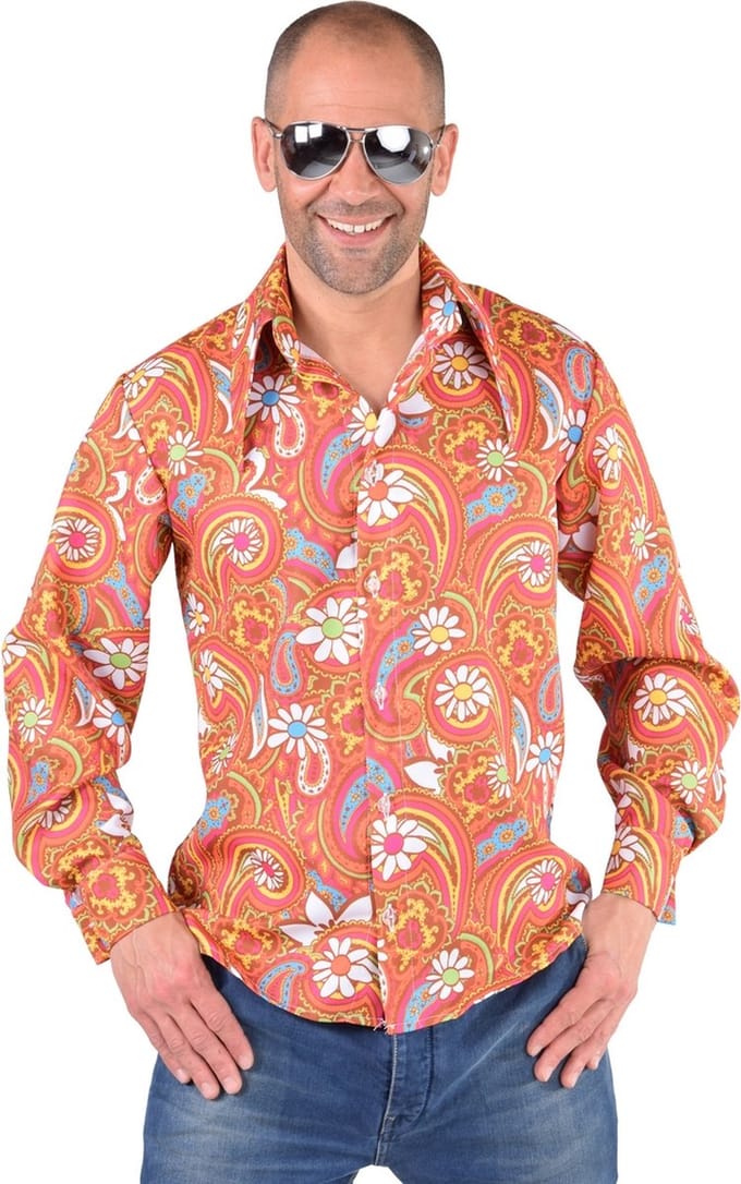 Hippie blouse Paisley oranje/bruin - Maat 62