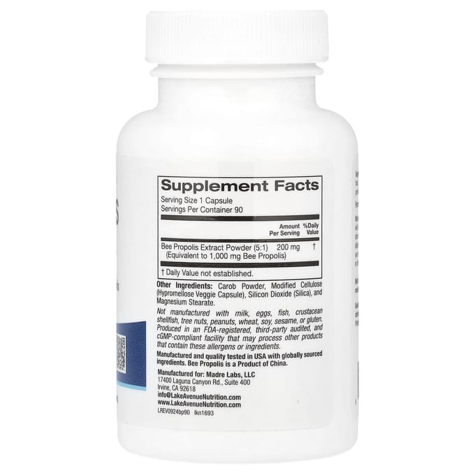 Lake Avenue Nutrition, Propolis, 1.000 mg, 90 vegetarische capsules