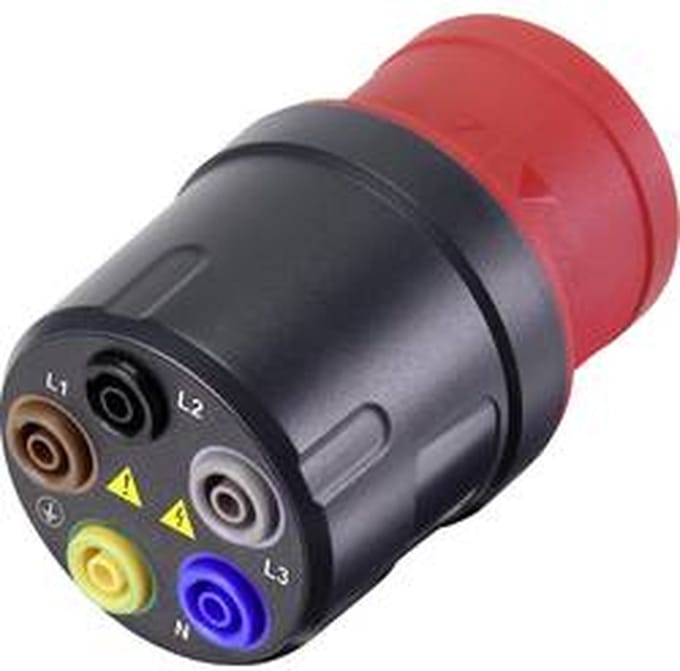 VOLTCRAFT VMA-3L 16 Meetadapter CEE-stekker 16 A 5-polig - Bus 4 mm Donkergrijs, Rood