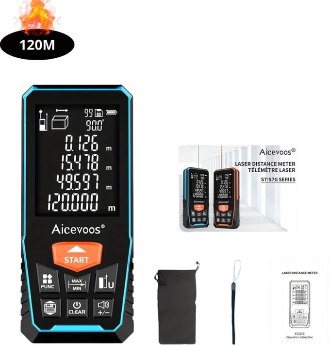 Nivard Laserafstandsmeter - Laser - Afstandsmeter - Afstandmeter - Rangefinder - Digitale Meetlint - Precisiegereedschap - 120 Meter