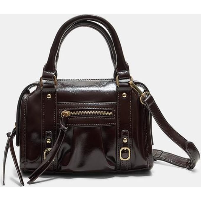 Stradivarius Bowling schoudertas met leereffect  Bruin OS