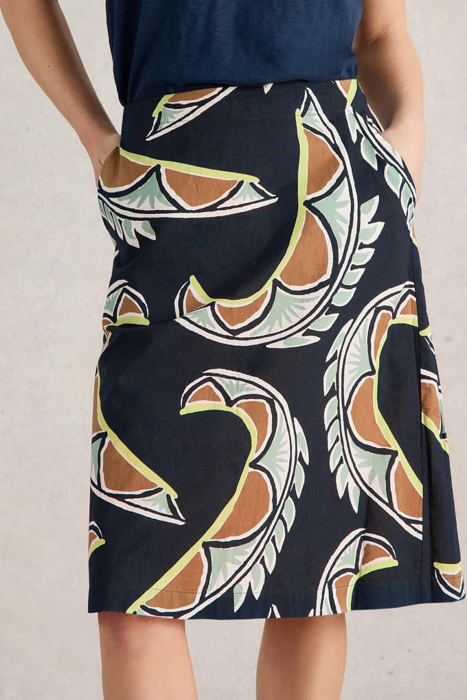 White Stuff Nell Reversible Skirt Coral Multi Maat: 20 | Mini Rokken Outlet | Dames | Groen
