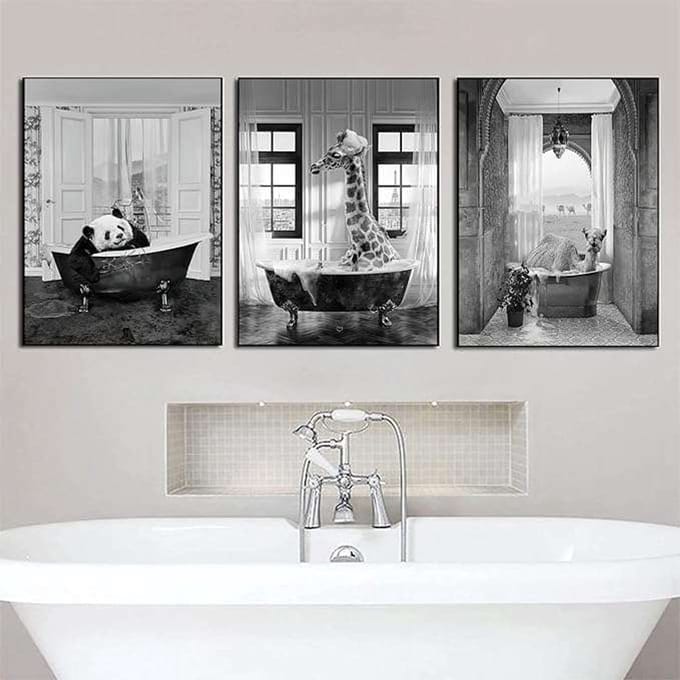 CE - Dierenkunst op Canvas - 50x70cm - Set van 3 - Zonder Lijst