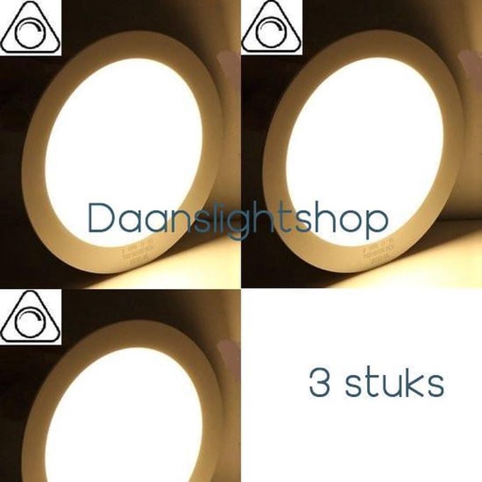 LED Inbouwspots Set 3 Stuks 3W Dimbaar 3000K Warm Wit 300 Lumen Ø83 mm Zaagmaat 75 mm