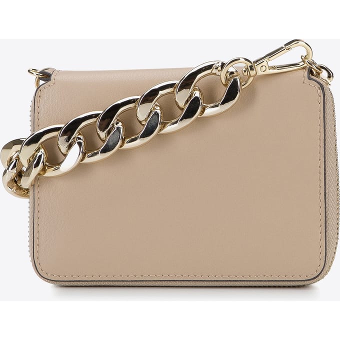 Wittchen Dames mini leren handtas met dikke ketting, beige, natuurlijk leer