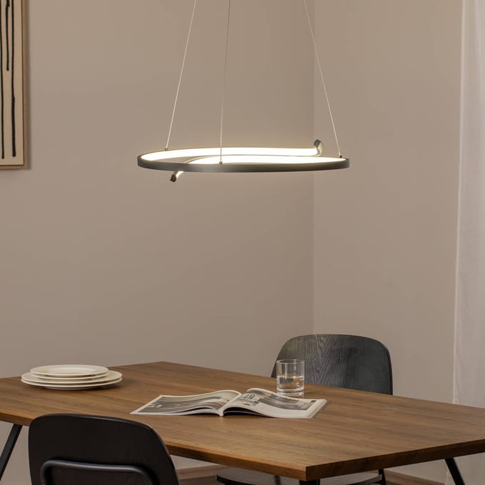 Milagro Lighting LED hanglamp Lorenzo, metaal, zwart, 4.000 K