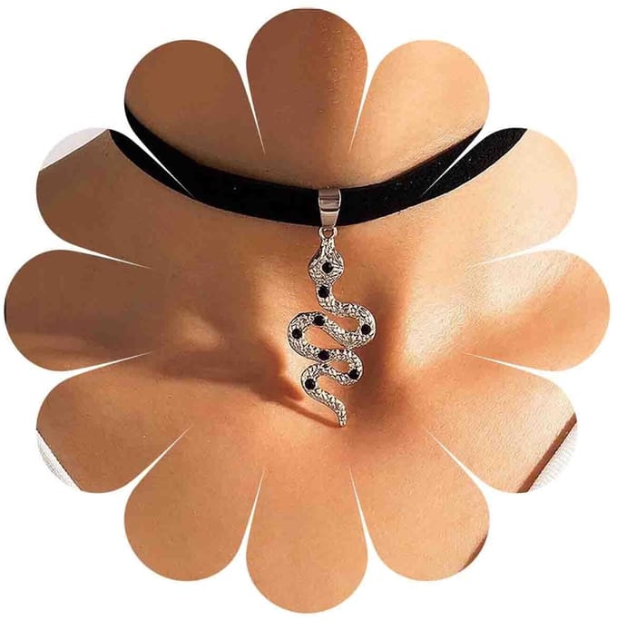 Zwarte Velvet Slang Ketting - Gothic Vintage Sieraden van TseenYi