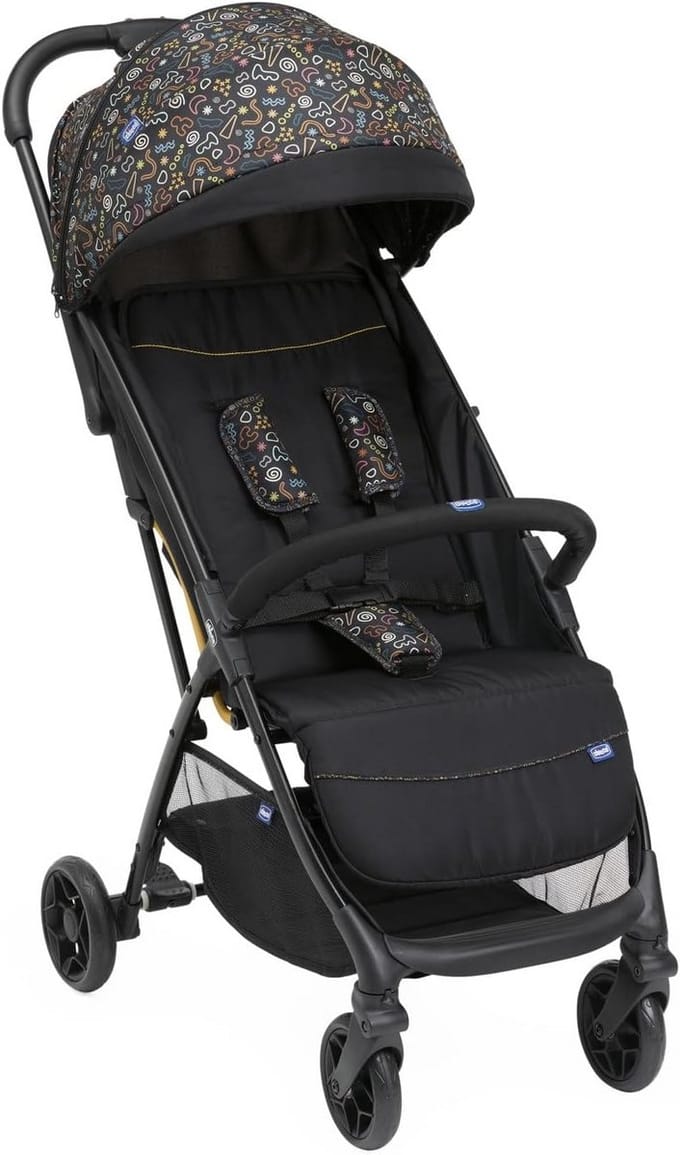 Lichtgewicht wandelwagen voor baby's 0-4 jaar - Speels Zwart