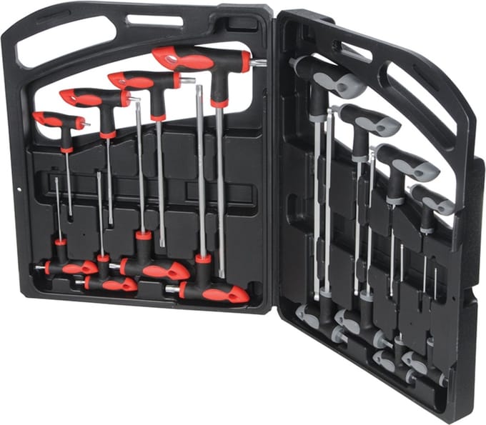 Silverline T-sleutel set - zeskant en torx - 16 delig