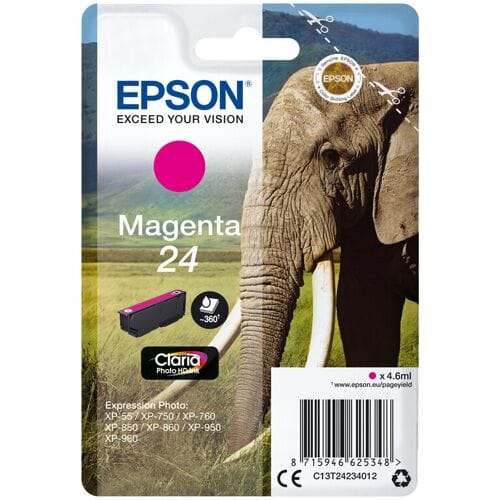 EPSON 24 inktcartridge magenta standard capacity 4.6ml 360 paginas 1-pack RF-AM blister