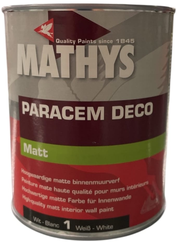 Mathys Paracem Deco Matt - 1 l - 10 m²/l - Wit - Afwerkingslaag