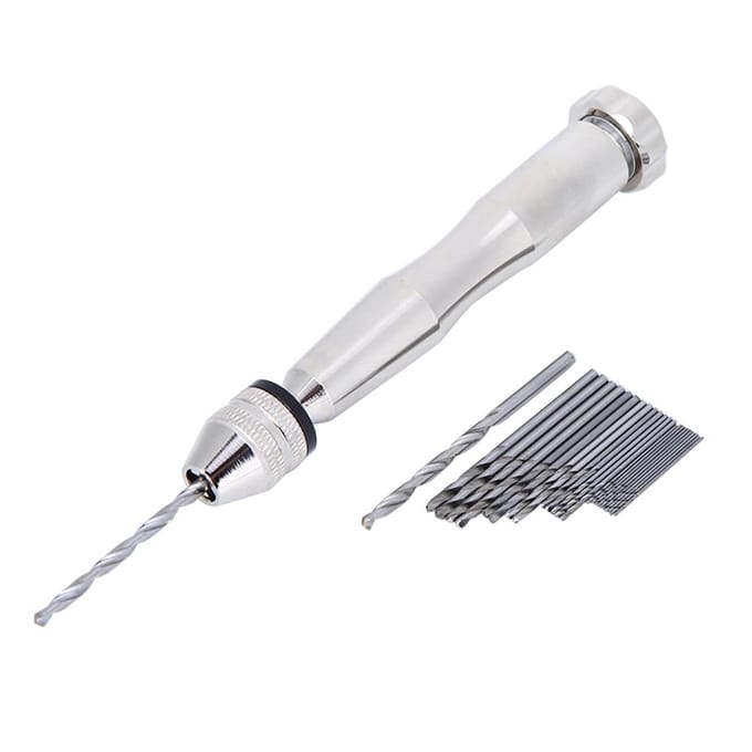 Couleur Argent 0.3mm3.6mm Plage de Prise Mandrin Perceuse Manuelle à Torsion avec Forets 25HHS Perçage Bois