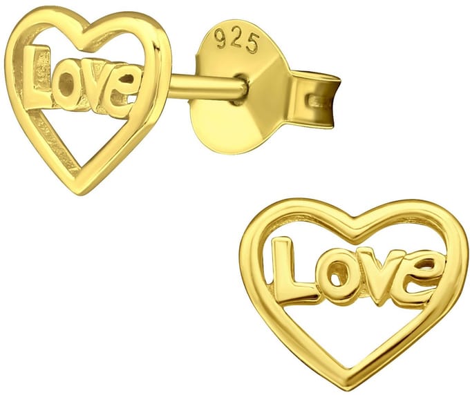 Joy|S - Zilveren hartje oorbellen - 7 mm - love - gold plated