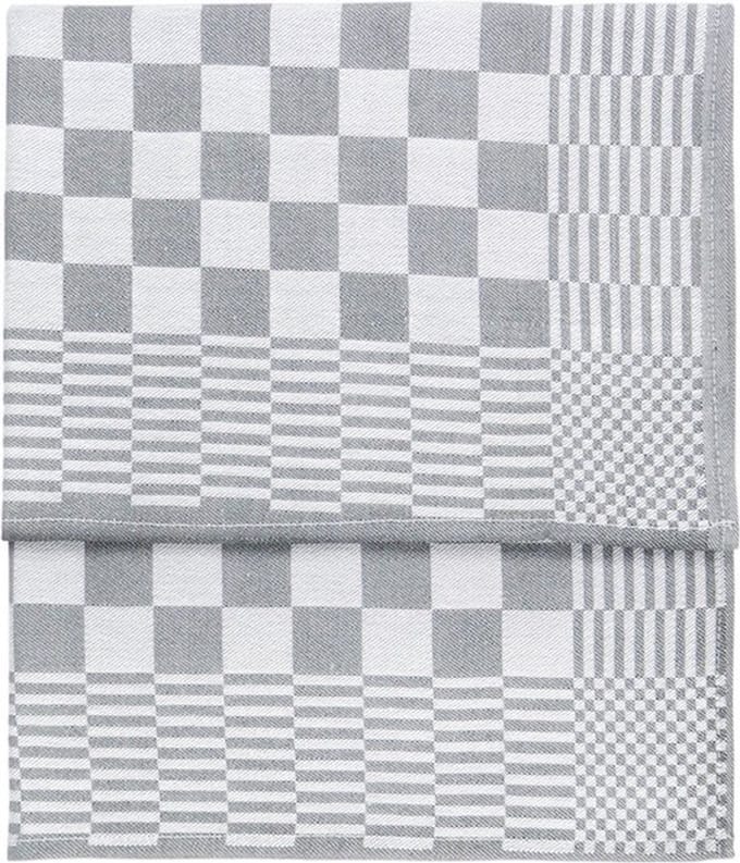 Theedoek - 65x65cm - Grijs - geblokt - 100% katoen - Set 6 stuks