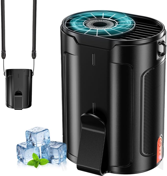 Svintora Handventilator - Draagbare Mini Ventilator 3000 mAh -Oplaadbaar NekVentilator Met koeling - 4 Standen - Zwart