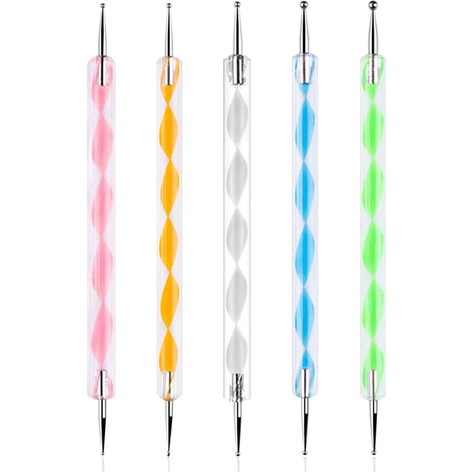 5PCS Dotting Tools Set voor Nail Art, Embossing Stylus voor Schilderen white