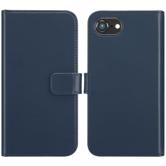 Selencia Hoesje - Geschikt voor Apple iPhone 17e / 16e - Echt Lederen Bookcase - Blauw