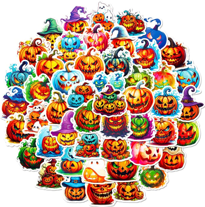 Stickerset Halloween Pompoen - 50 stuks