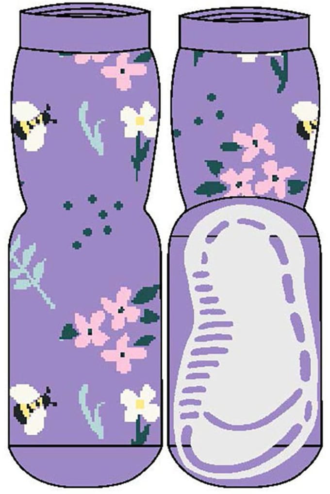 Antislipsokken Ewers Kindermaat - Lila Bijen en Bloemen - Siliconenzool-