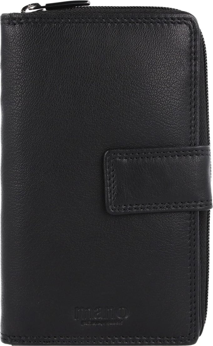 mano Donna Giulia Leren Portemonnee 10,5 cm - Dames - Staand formaat - schwarz
