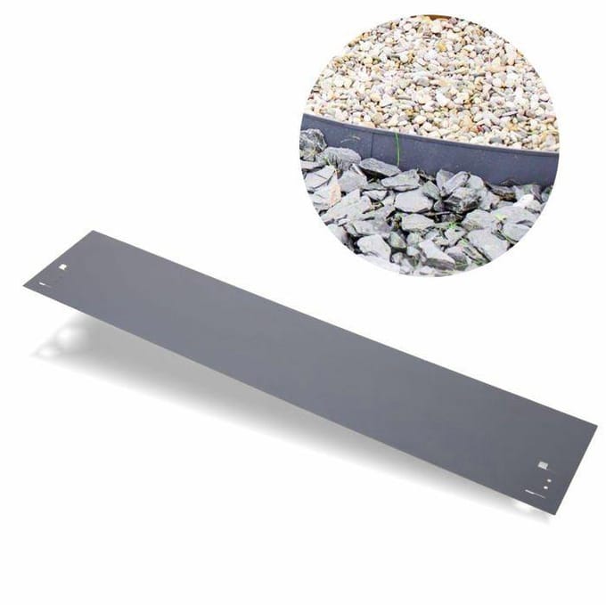Borderrand metaal 18,5 cm x 120 cm - Grijs - Gazonrand - Kantopsluiting