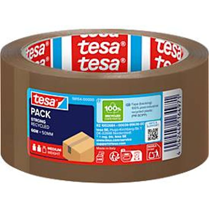 Tesa Pack® eco Strong verpakkingstape, 66m x 50mm, bruin, pak à 6 stuks