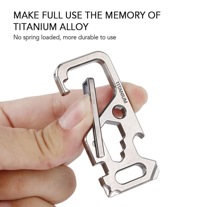 Buiten Multi-Tool Titanium Legering Clip Sleutelhanger Houder Flesopener zilver